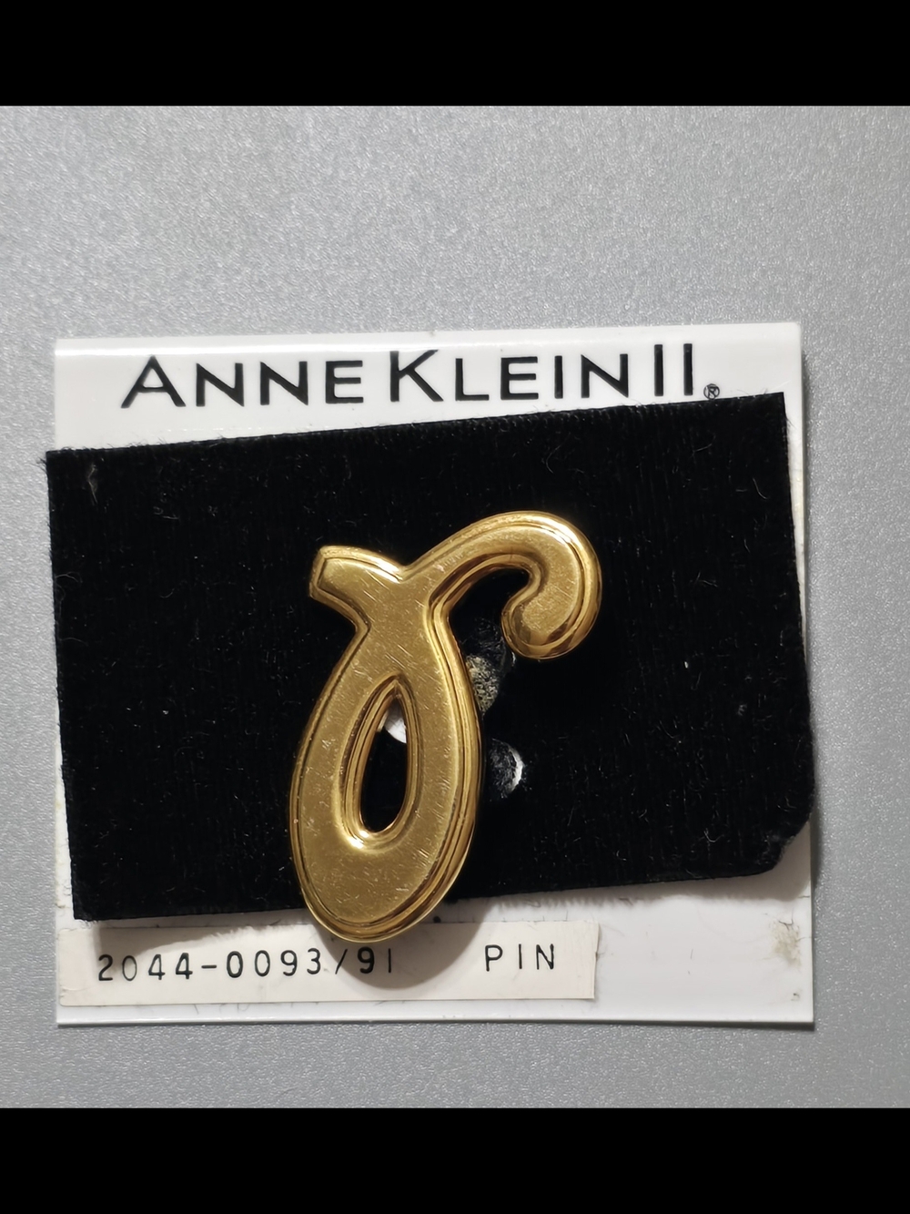 Anne Klein Gold Script Initial Pin